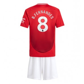 Manchester United Bruno Fernandes #8 Hemmaställ Barn 2024-25 Kortärmad (+ Korta byxor)